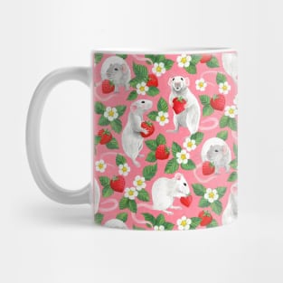 Rats Love Strawberries on Pink Mug